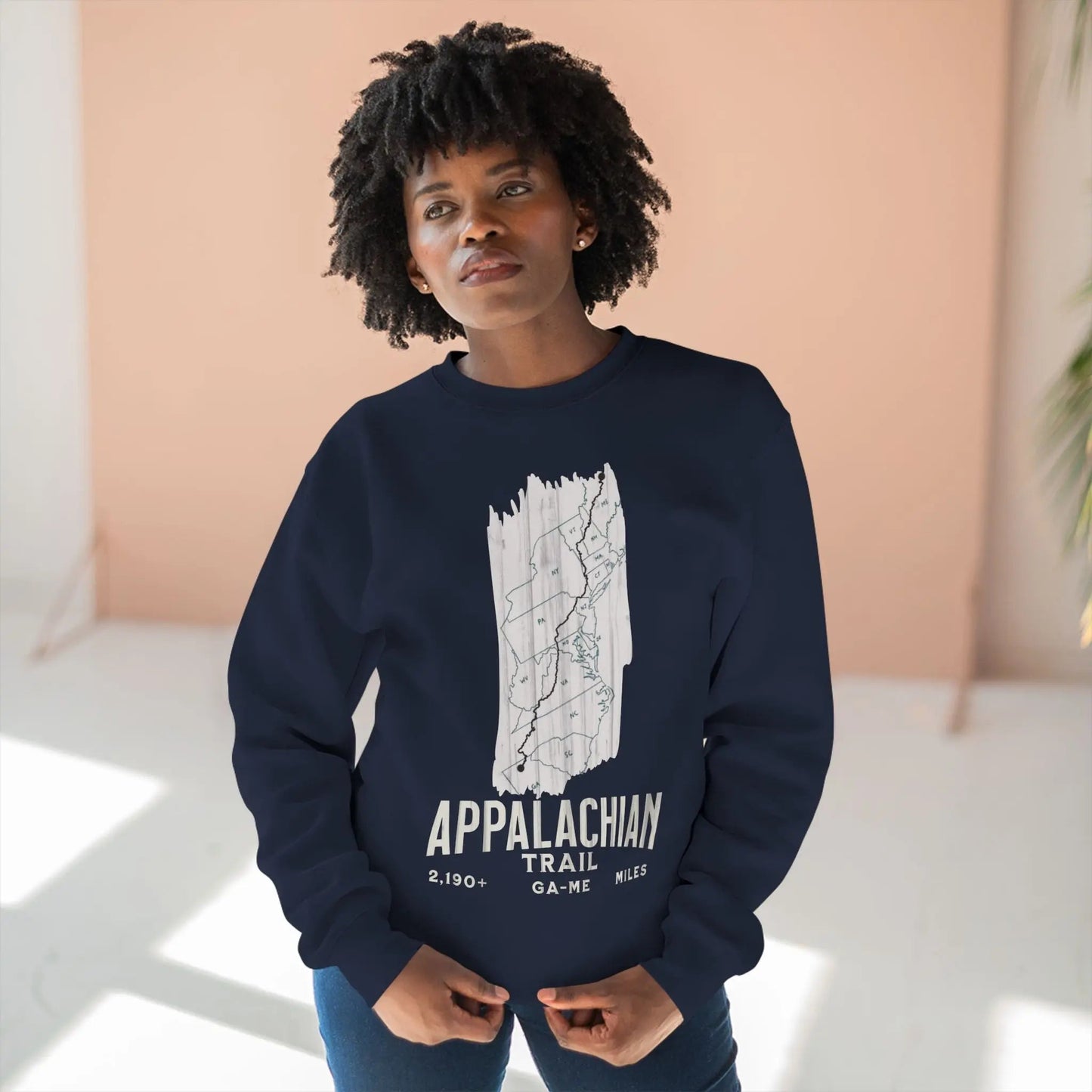 Appalachian National Scenic Trail Unisex Fit Crewneck Sweatshirt White Blaze Map