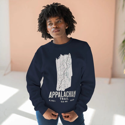 Appalachian National Scenic Trail Unisex Fit Crewneck Sweatshirt White Blaze Map
