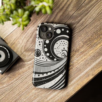 Artistic Black & White Swirl Tough Phone Case