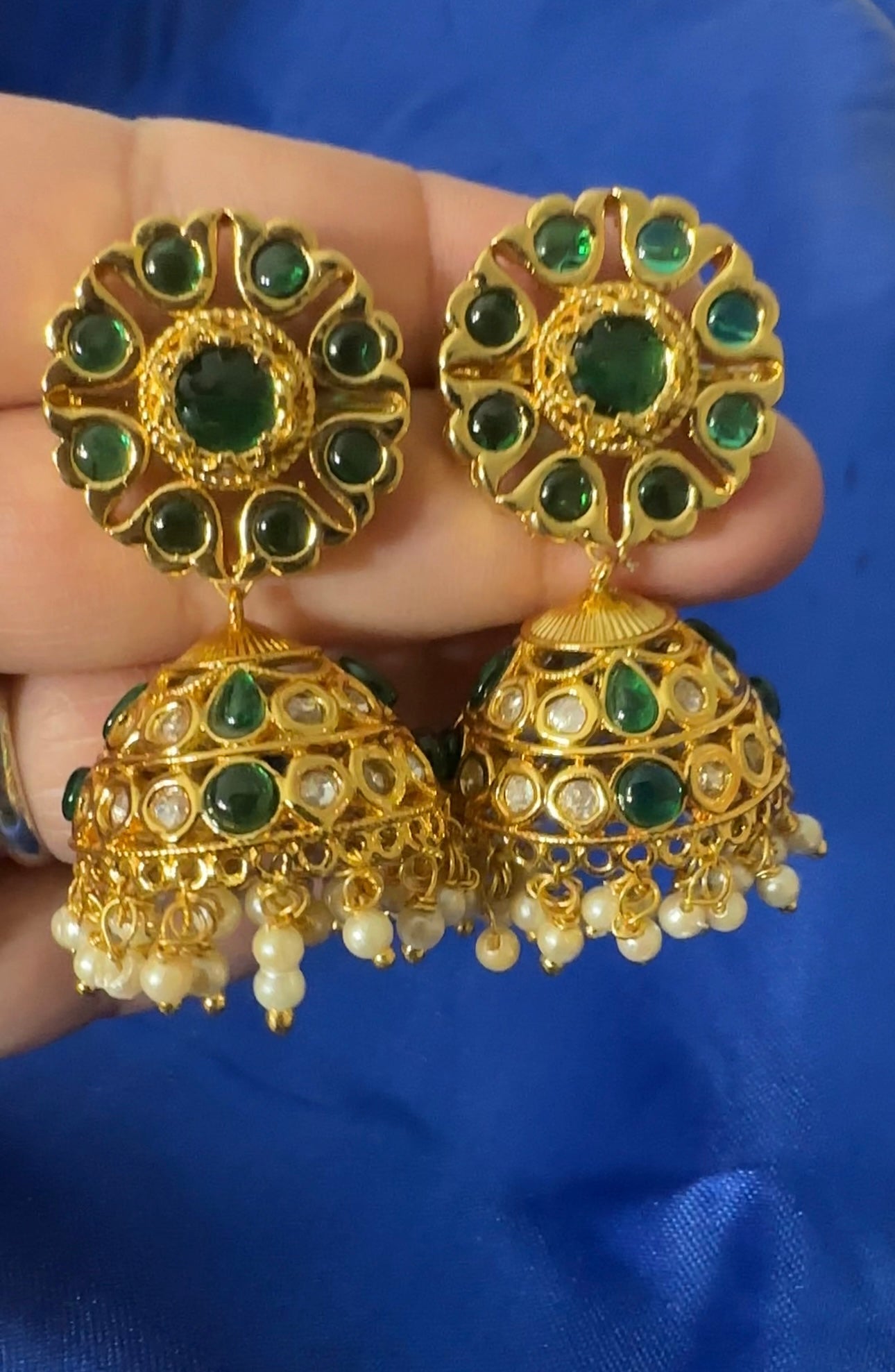 DER794 Mona polki jhumka - green ( READY TO SHIP )