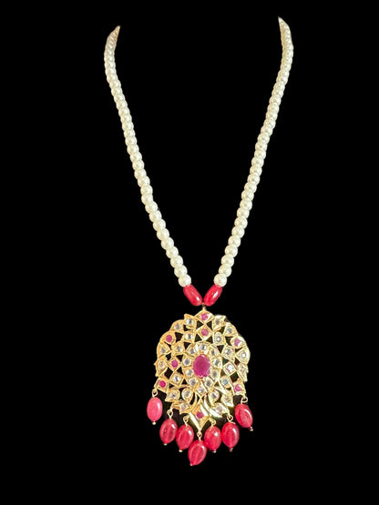 PS517 Neelam shell pearl pendant set in ruby ( READY TO SHIP  )
