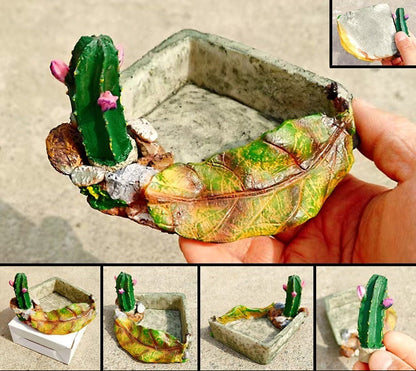 Naturalistic Cactus Resin Water & Food Dish