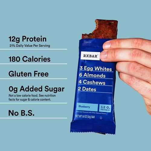 Rxbar Protein Bars, Protein Snack, Snack Bars, Blueberry, 9.1Oz Box (5 Bars)