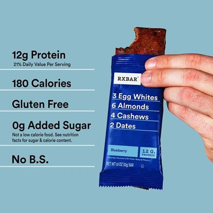 Rxbar Protein Bars, Protein Snack, Snack Bars, Blueberry, 9.1Oz Box (5 Bars)