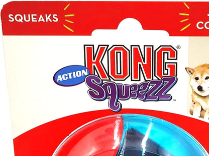 KONG Squeezz Action Ball Red 2 Count Large Squeaky Dog Fetch Toy 3"