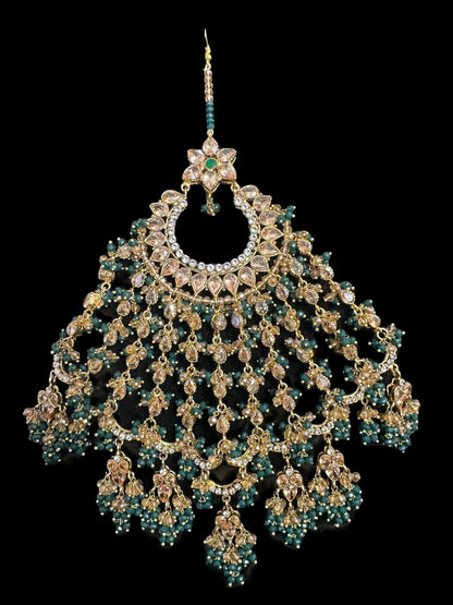 BR496 Faiza bridal set in emerald ,champagne combination  ( SHIPS IN 4 WEEKS )