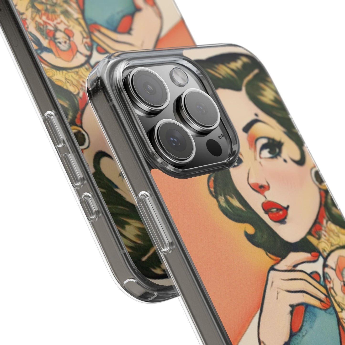 Retro Pin Up Clear Phone Case