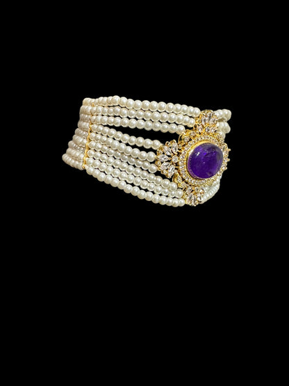 C339A gold plated Cz choker in purple ( READY TO SHIP )