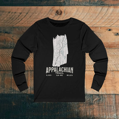 Appalachian National Scenic Trail Unisex Fit Long Sleeve T-shirt AT White Blaze Map