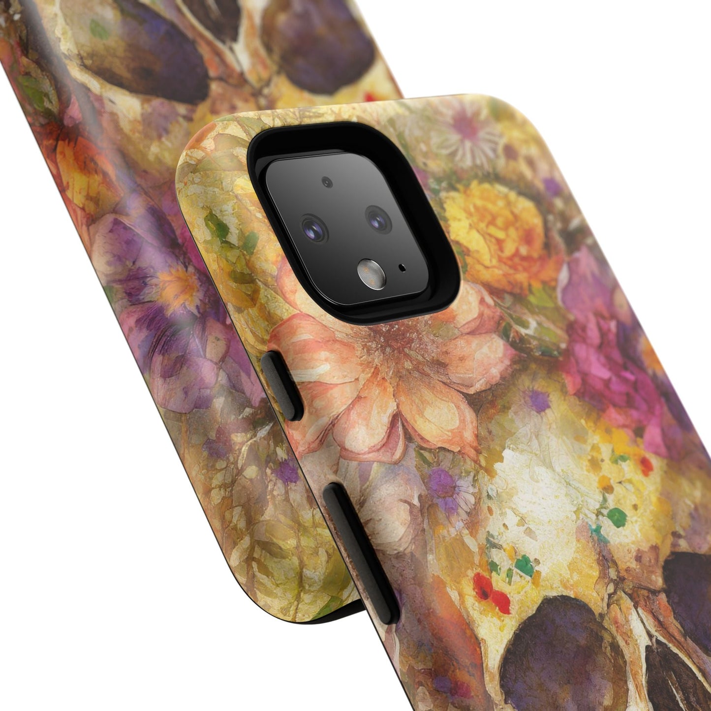 Unique Floral Skull Tough Phone Case