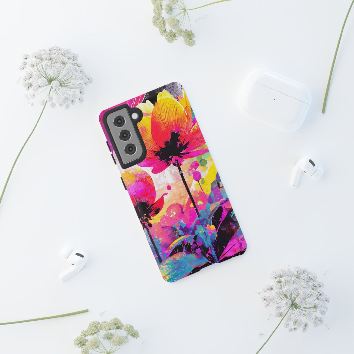 Neon Floral Tough Phone Case