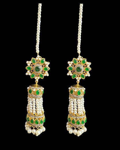 DER790 Zircon and pearl gold plated jhumka earrings ( READY TO SHIP )