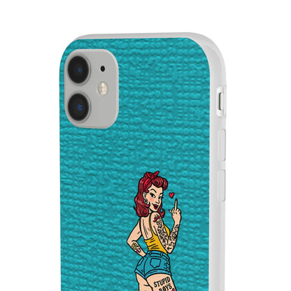 Sassy Pin-Up Stupid Boys Teal Flexi Phone Case