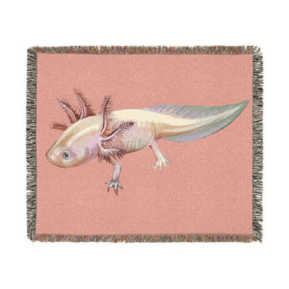 Axolotl Woven Cotton Fringe Throw Blanket