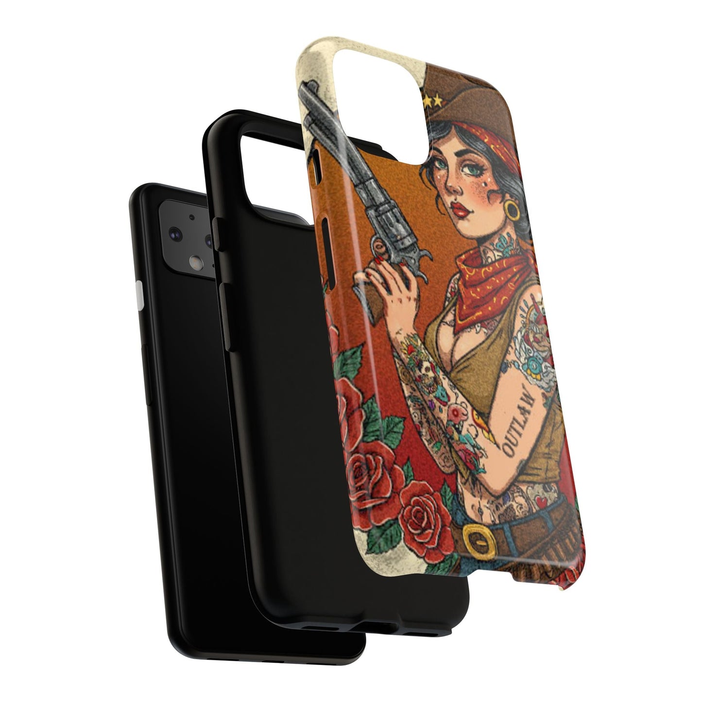 Vintage Western Tough Phone Case with Outlaw Design