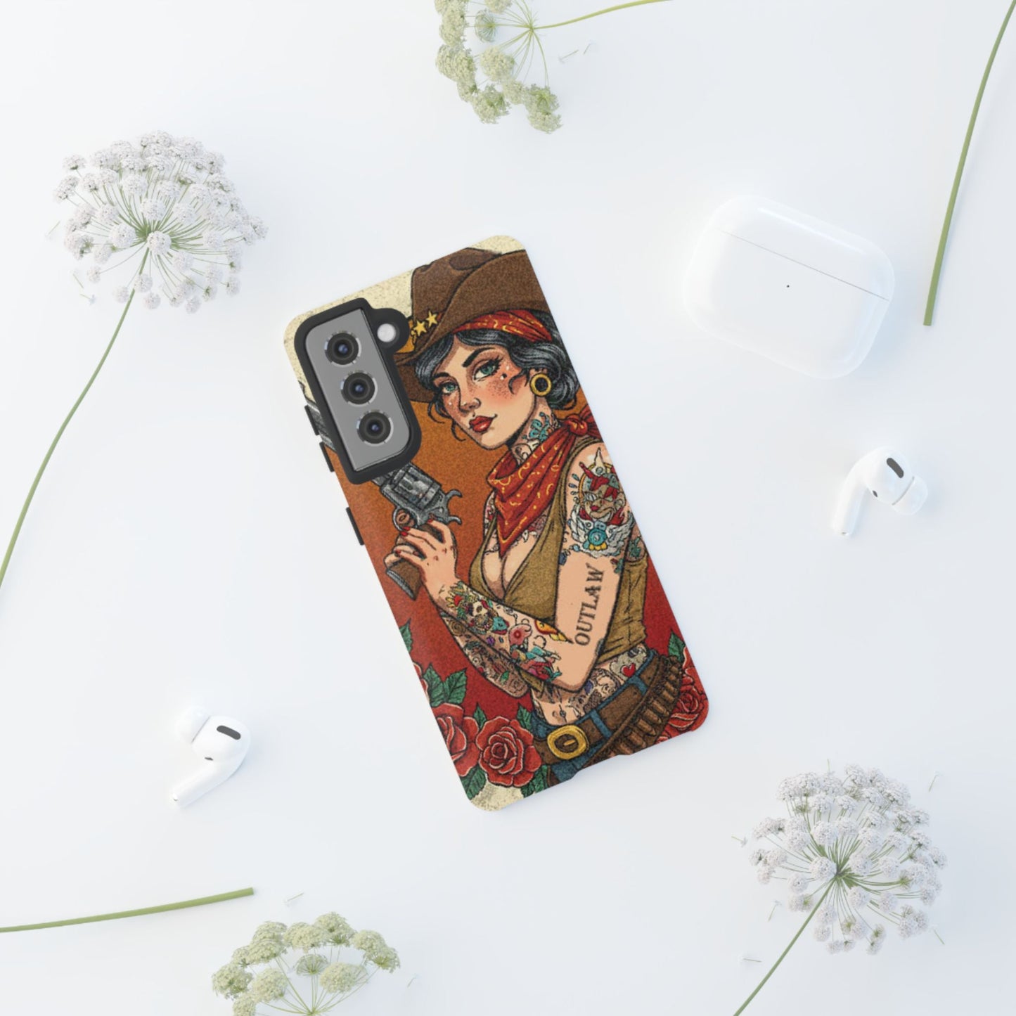 Vintage Western Tough Phone Case with Outlaw Design