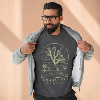 Joshua Tree National Park Unisex Fit Crewneck Sweatshirt Twilight Line Art