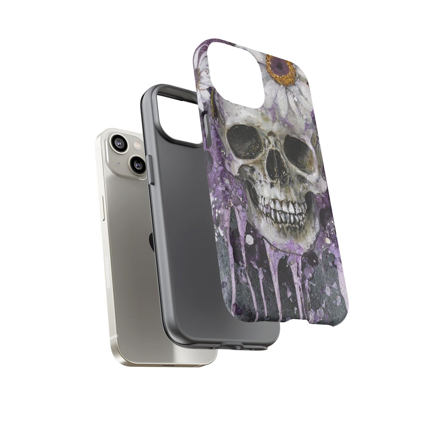 Plum Skull and Daisy Tough Phone Case