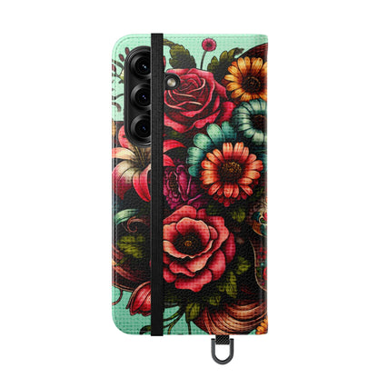 Sugar Skull Flip Wallet Phone Case