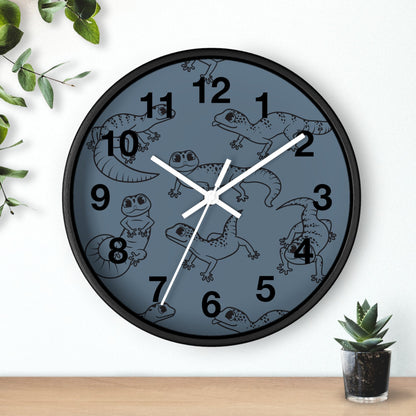 Playful Geckos 10" Wooden Wall Clock