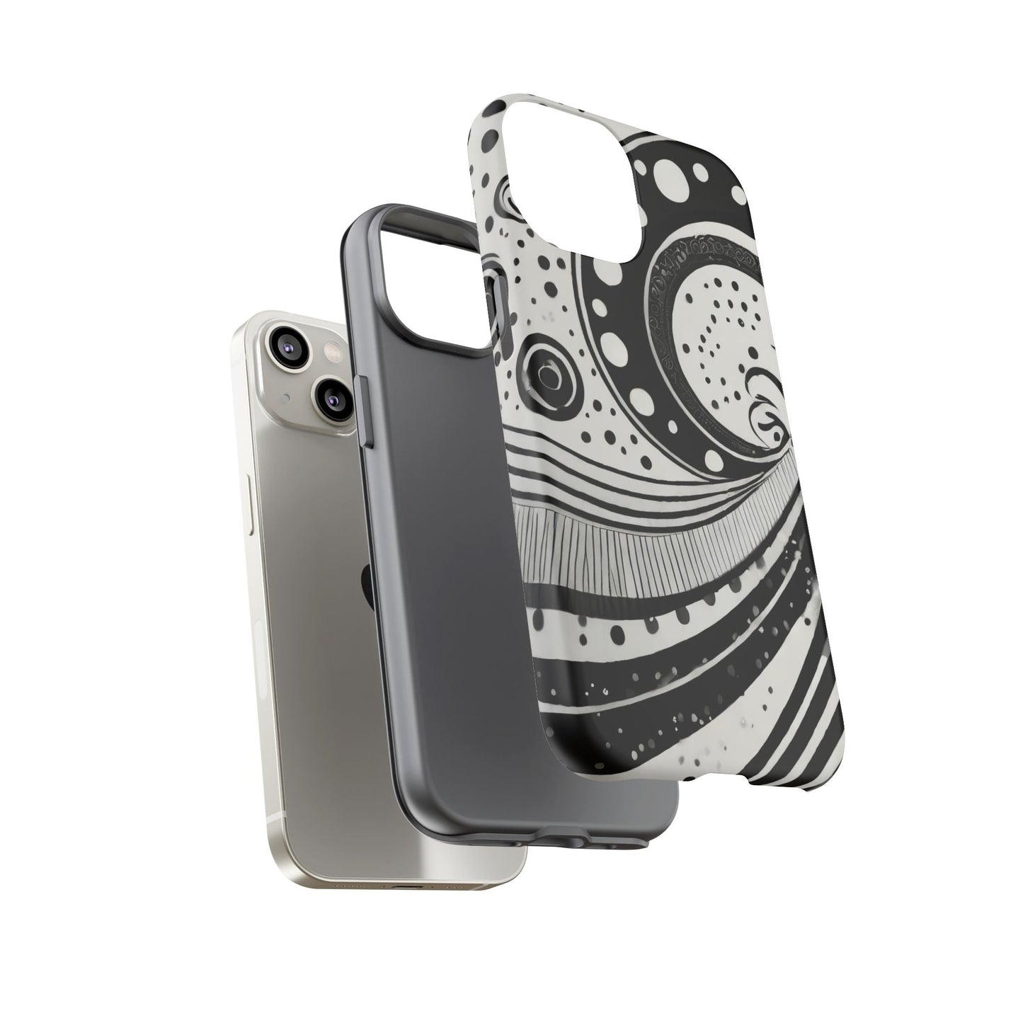 Artistic Black & White Swirl Tough Phone Case