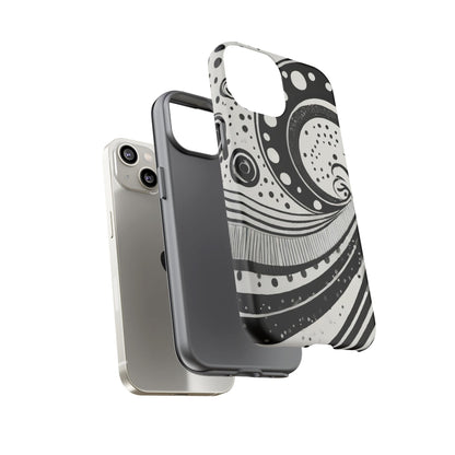 Artistic Black & White Swirl Tough Phone Case