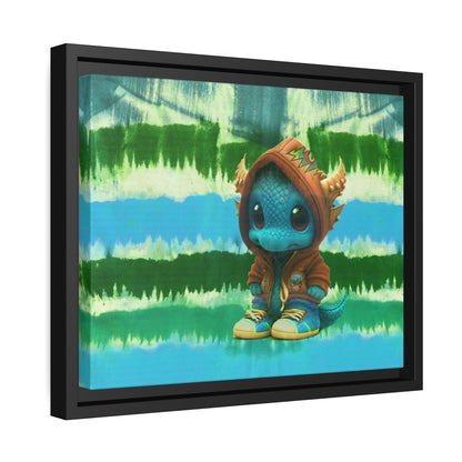 Baby Dragon Jam Aqua Matte Canvas with Black Frame