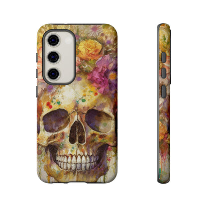 Unique Floral Skull Tough Phone Case