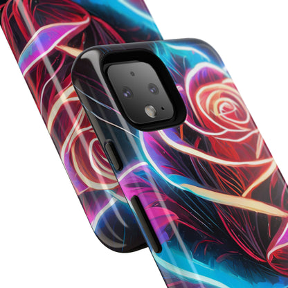 Artistic Neon Rose Tough Phone Case