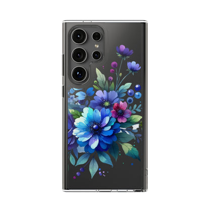 Vibrant Blue Floral Clear Phone Case