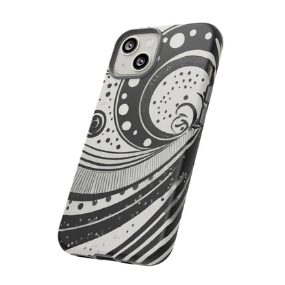 Artistic Black & White Swirl Tough Phone Case