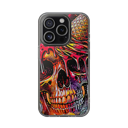 Neon Ice Cream Skull Clear Phone Case