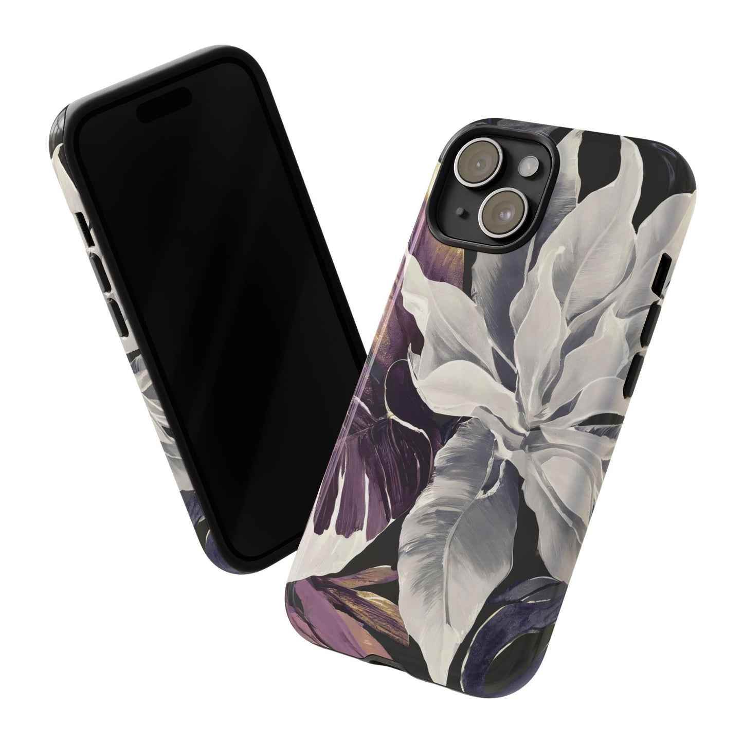White & Plum Floral Tough Phone Case