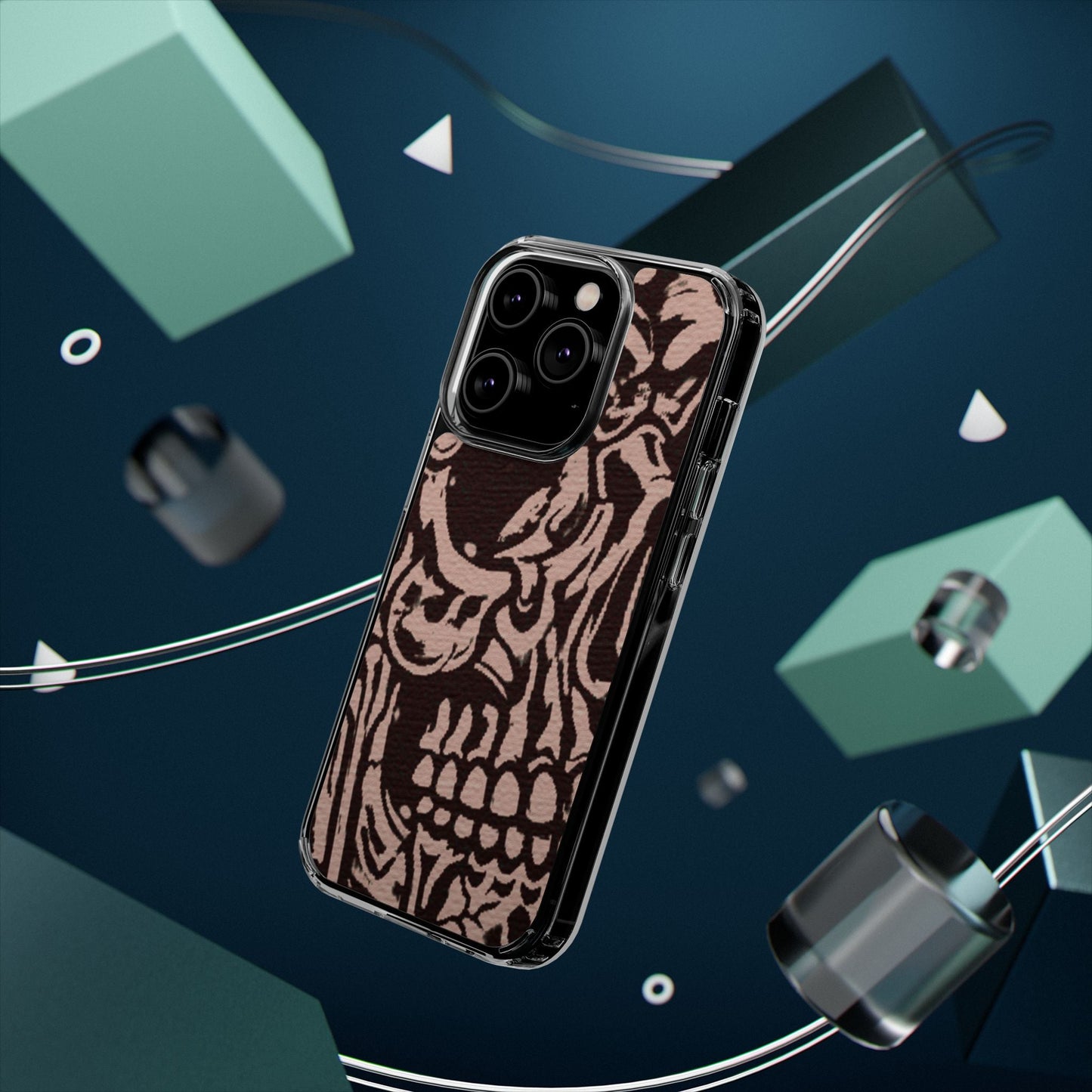 Gothic Abstract Skull Clear Phone Case