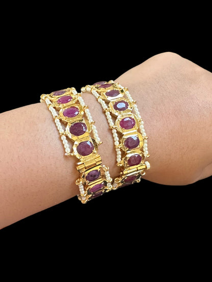 B156 Hyderabadi gold plated bangles in Ruby ( SHIPS IN 4 WEEKS )
