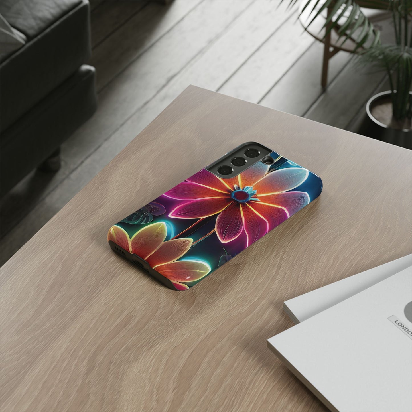 Vibrant Neon Flowers Tough Phone Case