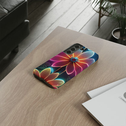 Vibrant Neon Flowers Tough Phone Case