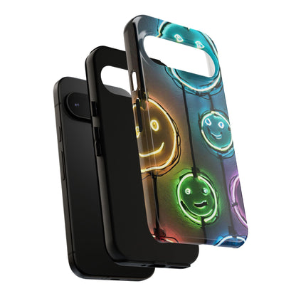 Colorful Neon Smiley Face Phone Case - Tough & Stylish Protection