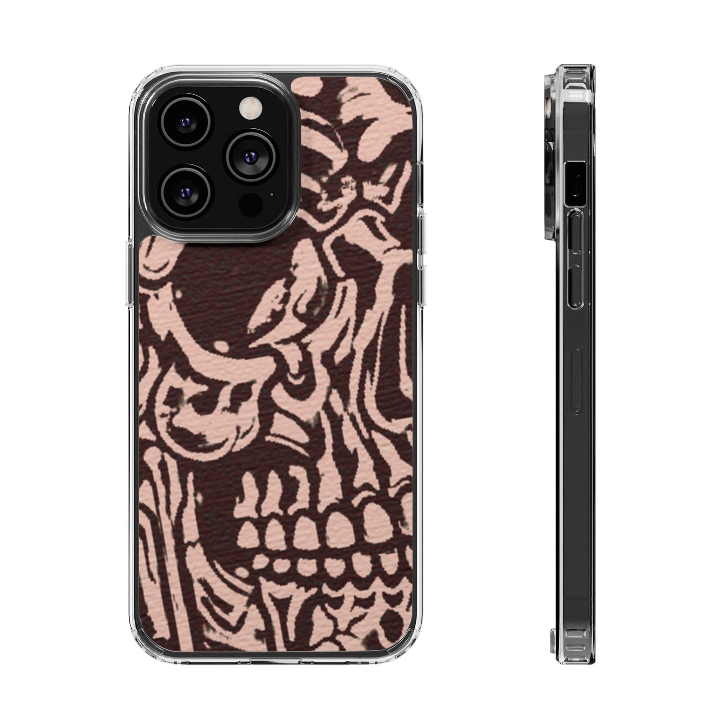 Gothic Abstract Skull Clear Phone Case