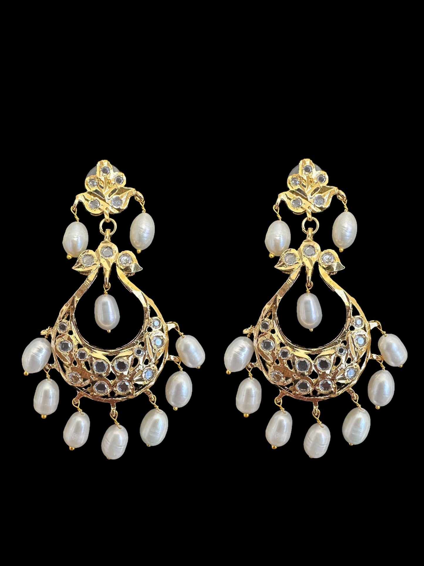 PS542 Hyderabadi / Nizami tirmani in fresh water pearls with chandbali( SHIPS IN 4 WEEKS )