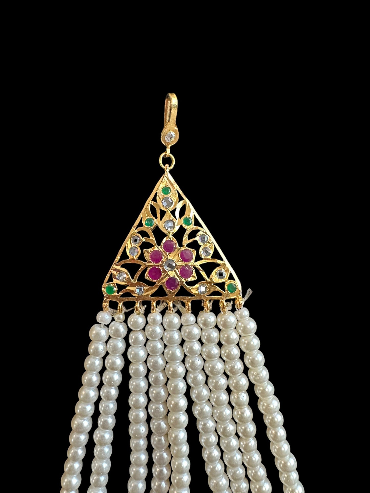 DJHR112 Diya jhoomar in red green  ( READY TO SHIP )