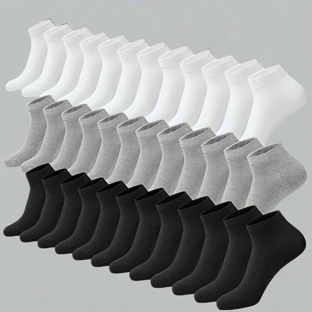3-12 Pairs Mens Plain Solid Cotton Sports Ankle Athletic Socks Low Cut Size 9-13 - Triathlete Store