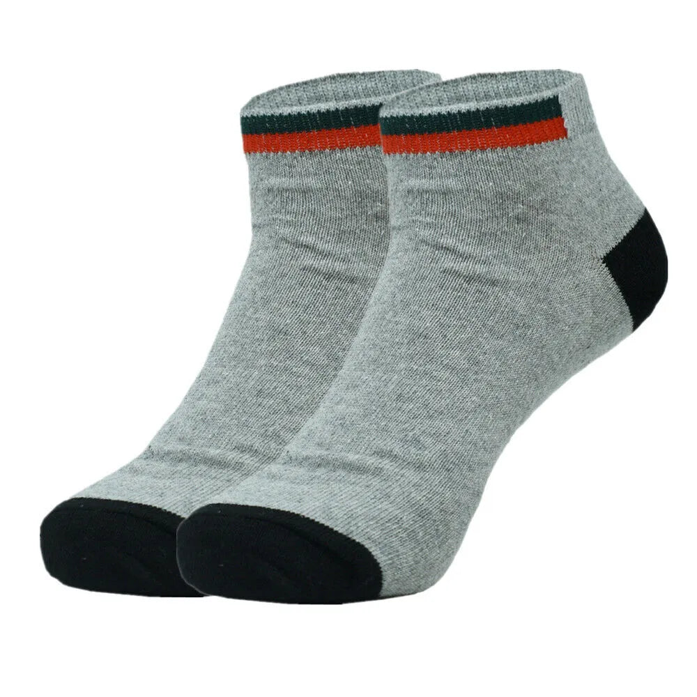 Mens athletic socks Striped Ankle Quarter Socks Cotton Low Cut Sizes 9-13