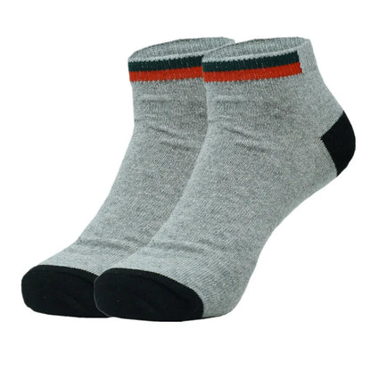 Mens athletic socks Striped Ankle Quarter Socks Cotton Low Cut Sizes 9-13