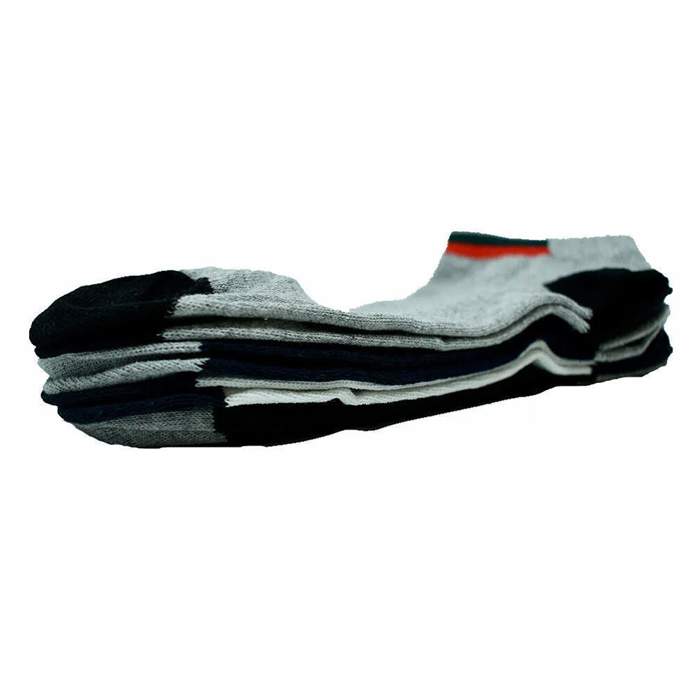 Mens athletic socks Striped Ankle Quarter Socks Cotton Low Cut Sizes 9-13