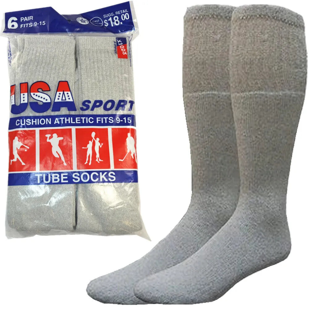 Men Athletic Socks Cotton Sports Solid Tube Socks sox Sizes 9-15