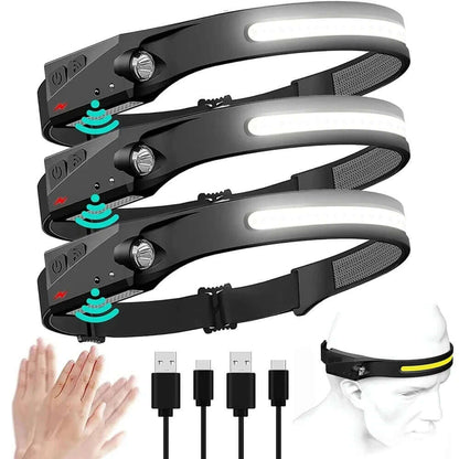 Headlamp USB Rechargeable LED  Waterproof, Motion Sensor Camping/Hiking Light - Triathlete Store