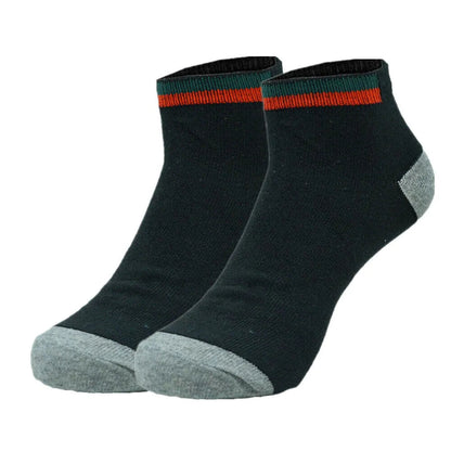 Mens athletic socks Striped Ankle Quarter Socks Cotton Low Cut Sizes 9-13