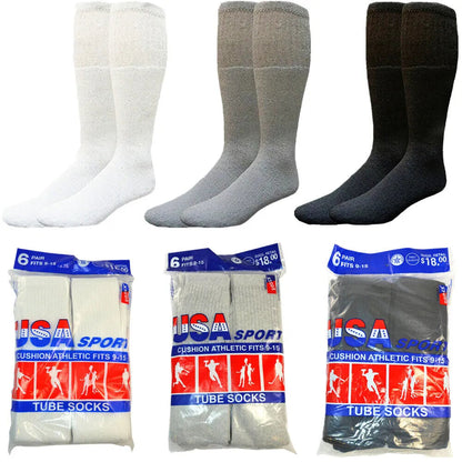 Men Athletic Socks Cotton Sports Solid Tube Socks sox Sizes 9-15