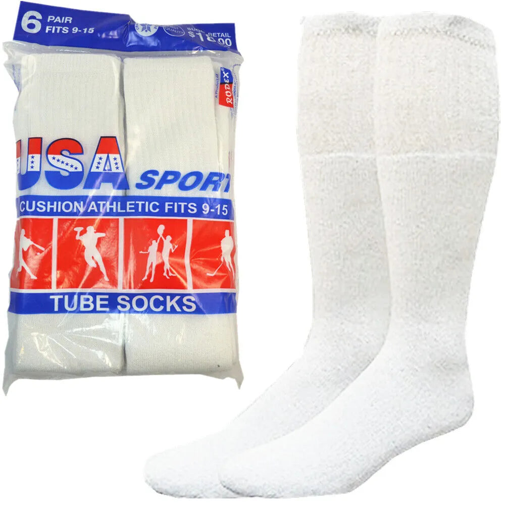 Men Athletic Socks Cotton Sports Solid Tube Socks sox Sizes 9-15